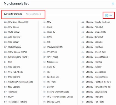 shaw hd chanels chanel 11|printable shaw channels list.